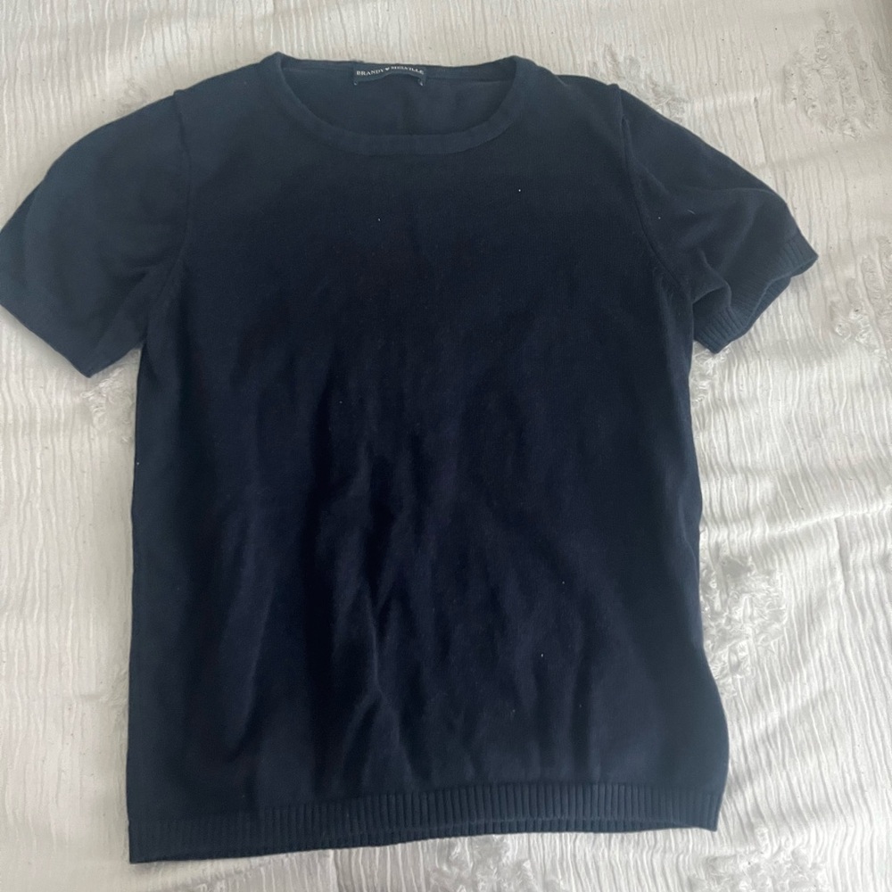 Navy Blue Short Sleeve Sweater